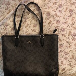 Coach Dark Gray Signature Tote